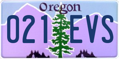 OR license plate 021EVS