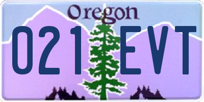 OR license plate 021EVT