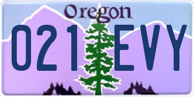 OR license plate 021EVY