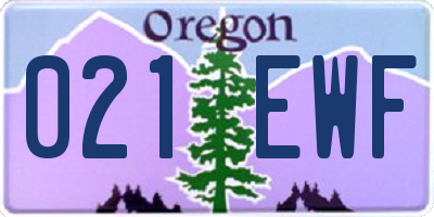 OR license plate 021EWF