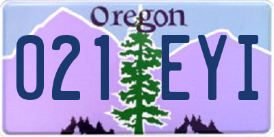 OR license plate 021EYI