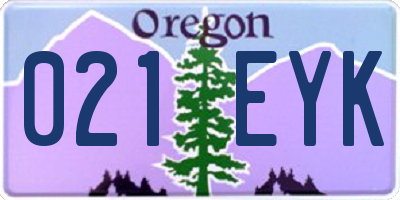 OR license plate 021EYK