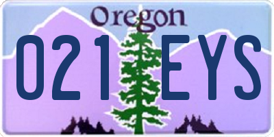 OR license plate 021EYS