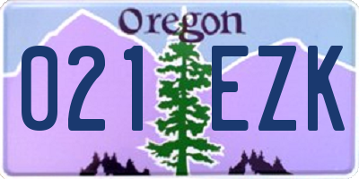 OR license plate 021EZK