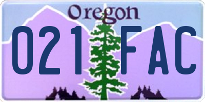 OR license plate 021FAC