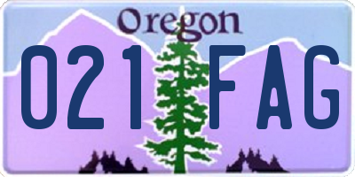 OR license plate 021FAG