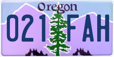 OR license plate 021FAH