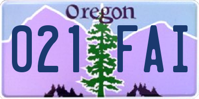 OR license plate 021FAI