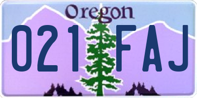 OR license plate 021FAJ