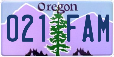 OR license plate 021FAM