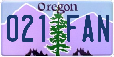 OR license plate 021FAN