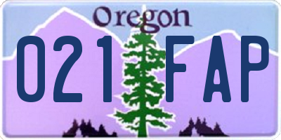 OR license plate 021FAP