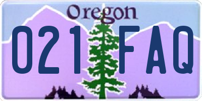 OR license plate 021FAQ