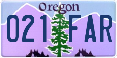 OR license plate 021FAR