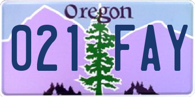 OR license plate 021FAY