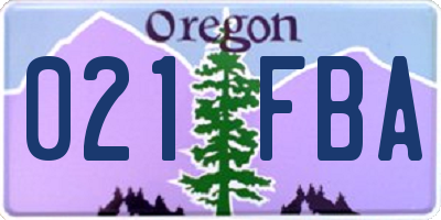 OR license plate 021FBA