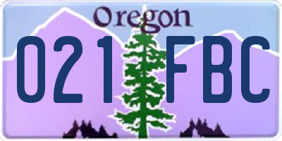 OR license plate 021FBC