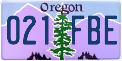 OR license plate 021FBE