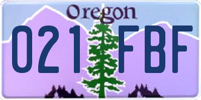OR license plate 021FBF