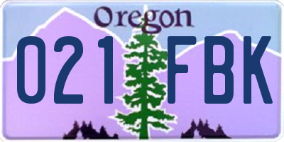 OR license plate 021FBK
