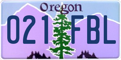 OR license plate 021FBL