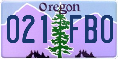 OR license plate 021FBO