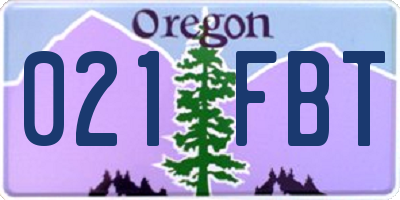 OR license plate 021FBT