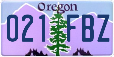 OR license plate 021FBZ