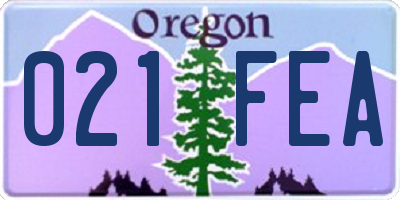 OR license plate 021FEA