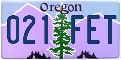 OR license plate 021FET