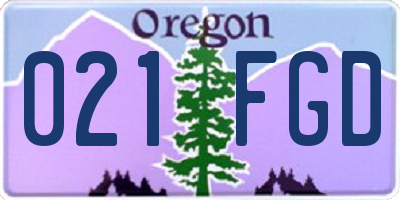 OR license plate 021FGD