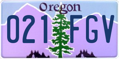 OR license plate 021FGV