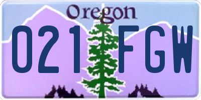 OR license plate 021FGW