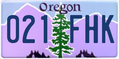OR license plate 021FHK