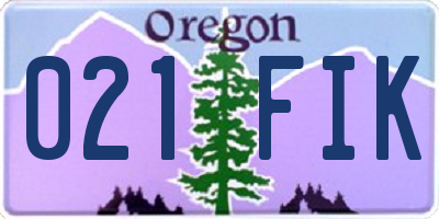 OR license plate 021FIK