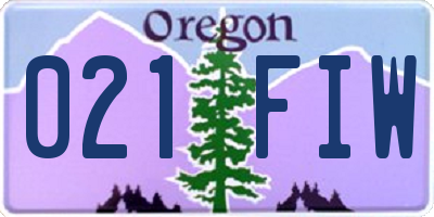 OR license plate 021FIW