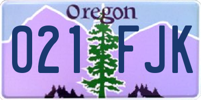 OR license plate 021FJK