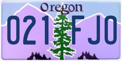 OR license plate 021FJO