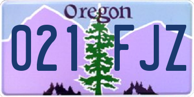 OR license plate 021FJZ