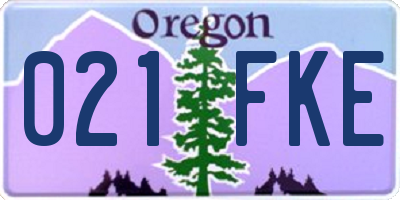 OR license plate 021FKE