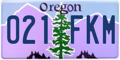OR license plate 021FKM