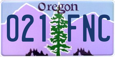 OR license plate 021FNC