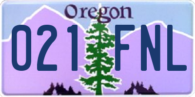 OR license plate 021FNL