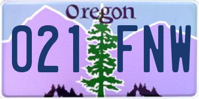 OR license plate 021FNW