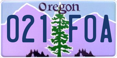 OR license plate 021FOA