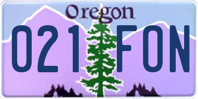OR license plate 021FON
