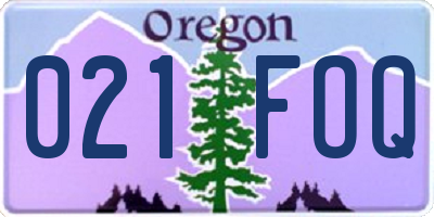 OR license plate 021FOQ