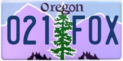 OR license plate 021FOX