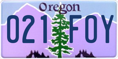 OR license plate 021FOY