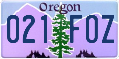 OR license plate 021FOZ